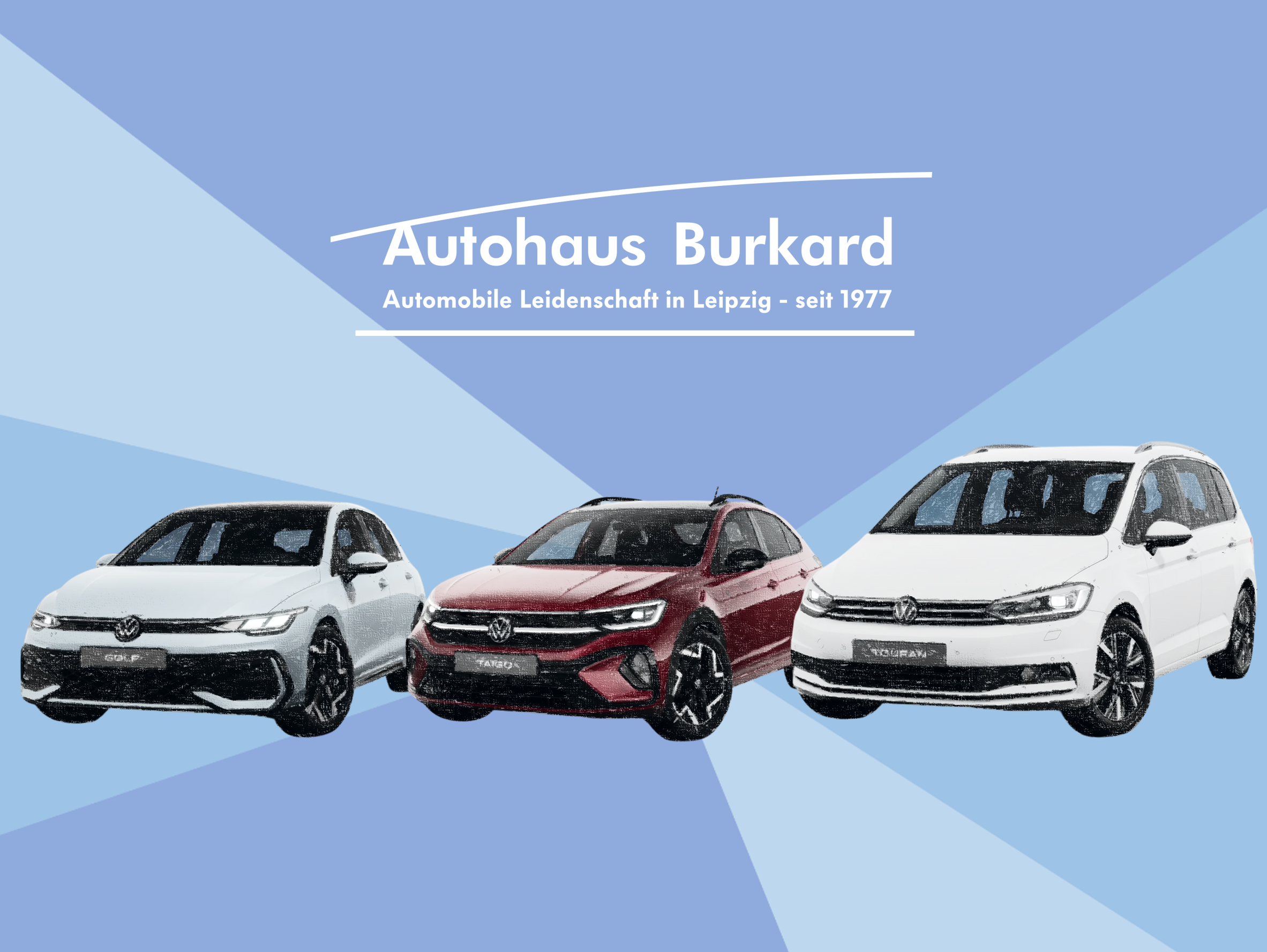 Ein VW Golf, VW Taigo und VW Touran