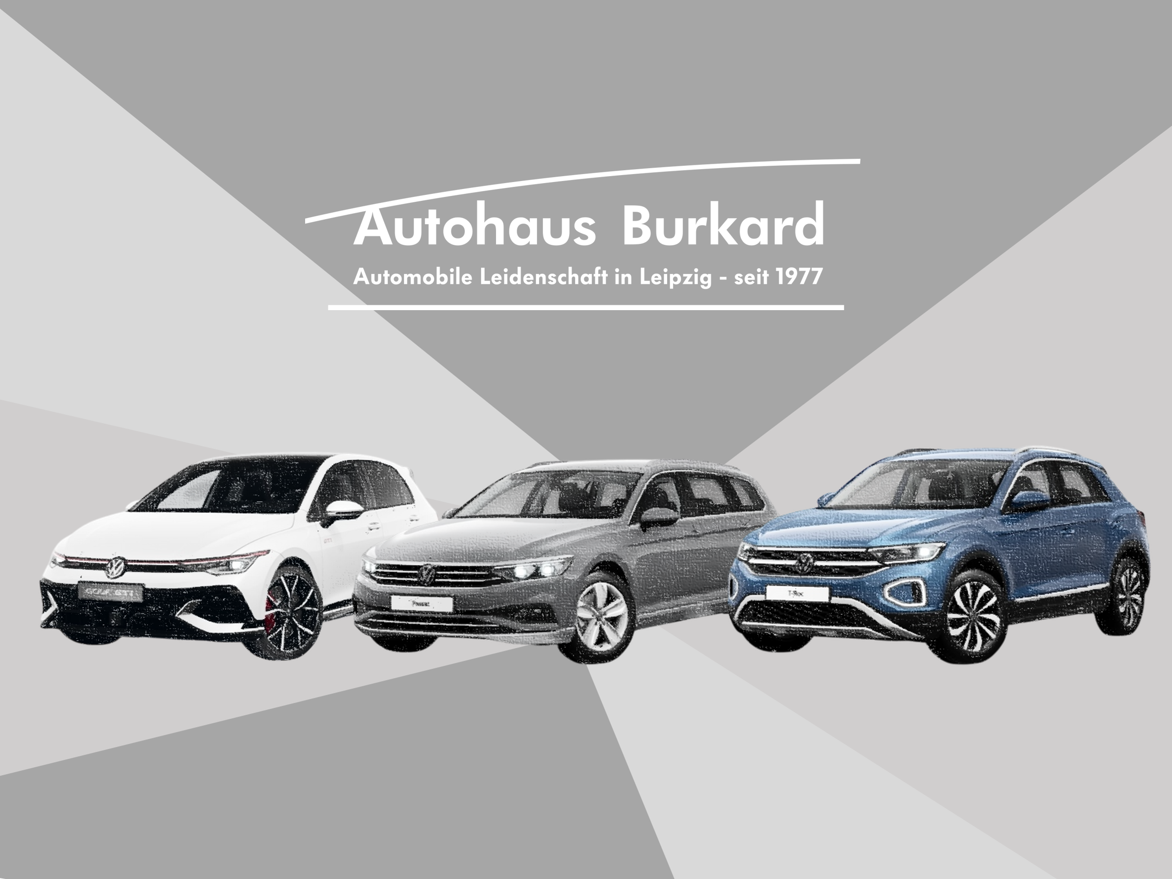 Ein VW Golf, VW Passat und VW T-Roc